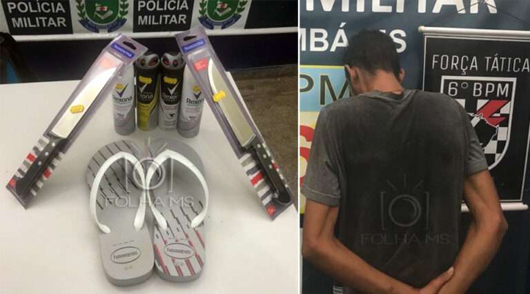 Homem furta estabelecimento comercial, foge em ônibus e acaba preso pela PM