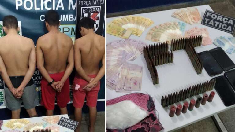 Força Tática prende trio com drogas e munições de fuzil em Corumbá