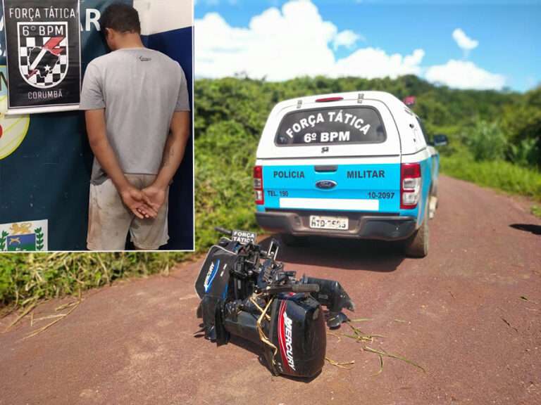 Motores de barco furtados em Porto Morrinho são recuperados pela PM