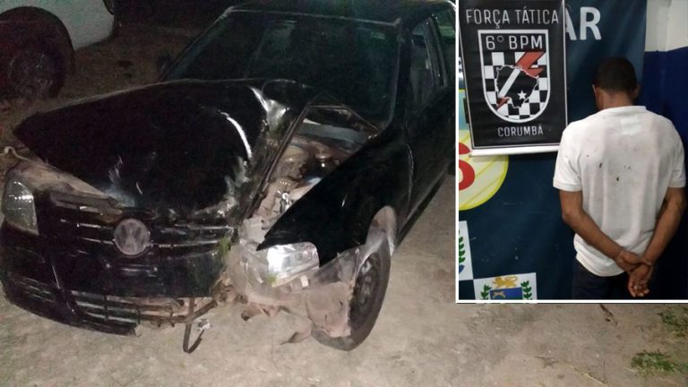 Ladrão é preso após bater carro que furtou na porta de casa