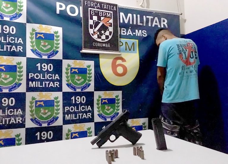 Força Tática prende homem e apreende arma de fogo na região central de Corumbá