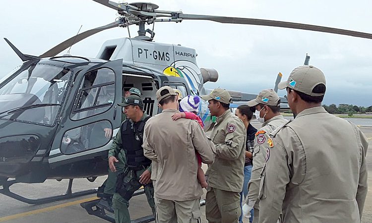 Grupamento de Policiamento Aéreo socorre bebê de 11 meses que se acidentou no Pantanal