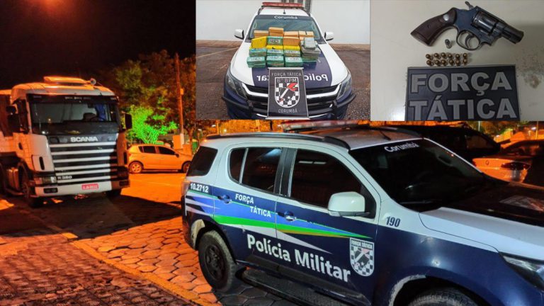 Vídeo | Força Tática apreende 89 Kg de entorpecente, arma de fogo e prende caminhoneiro