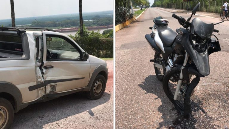 Motociclista fica ferido em colisão com carro na Avenida Rio Branco
