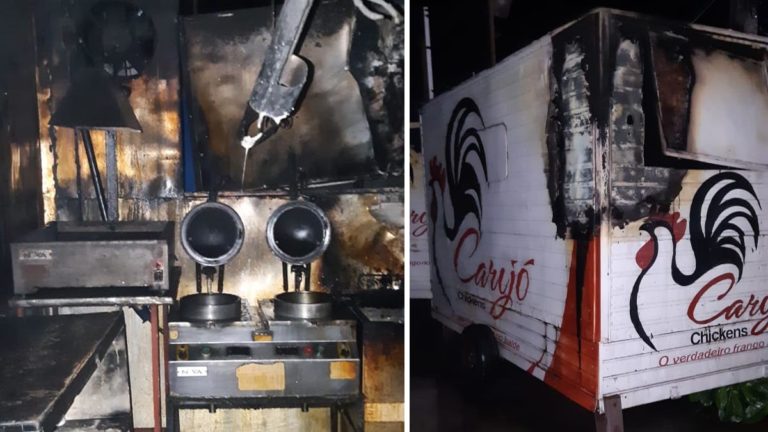 Incêndio consome trailer de frango frito no centro de Corumbá