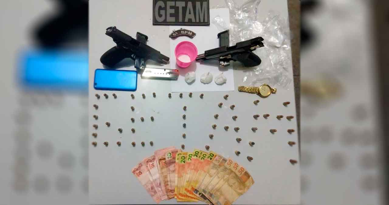 Três indivíduos são presos por porte de arma e tráfico de droga no Cravo Vermelho I
