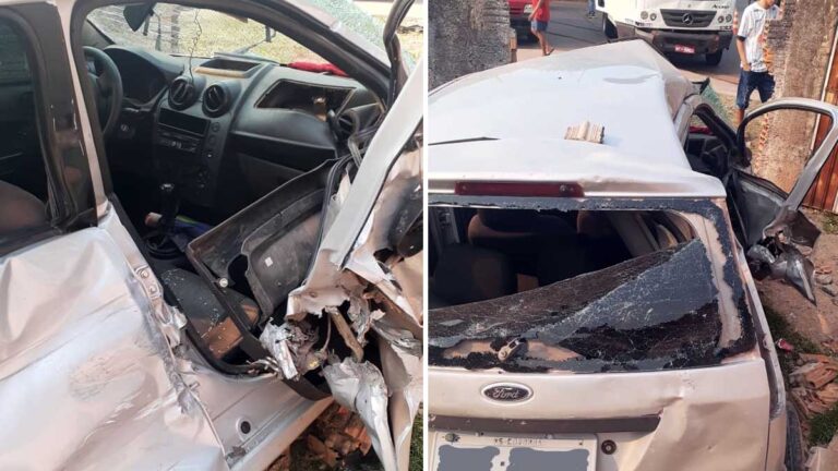 Criança de 11 anos fica gravemente ferida em colisão entre carro e caminhão