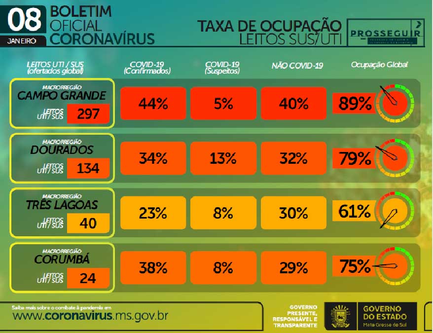 Mato Grosso do Sul chega a marca de 2.500 óbitos pela Covid-19 2 taxa de ocupacao