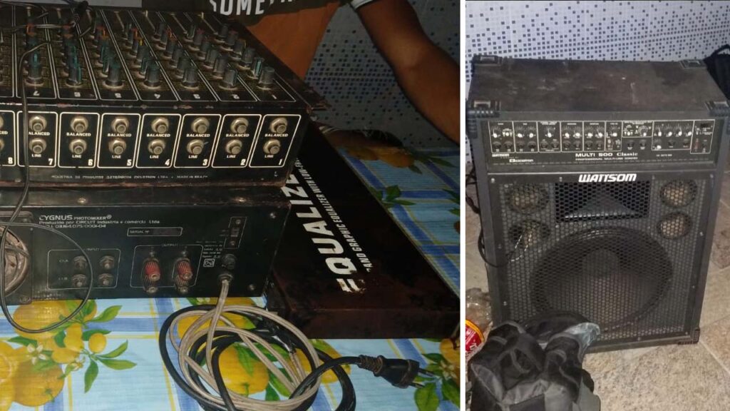 Postura interrompe festinha Open Bar com mais de 100 pessoas no Aeroporto 2 equipamento sonoro