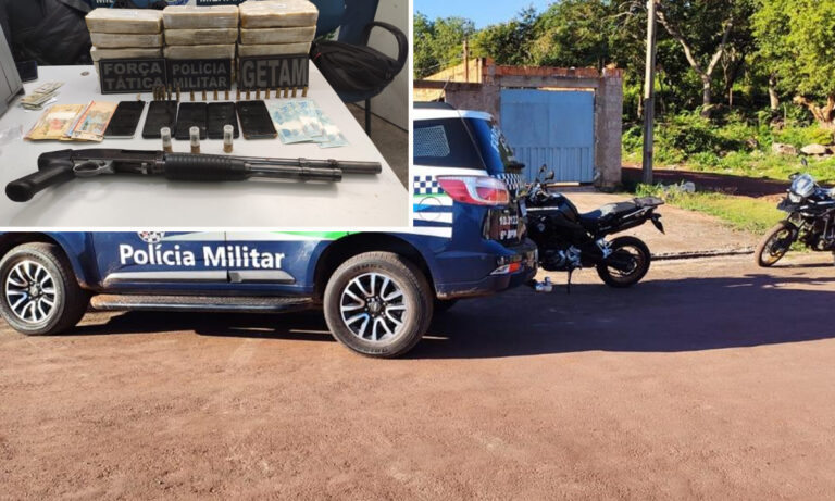 PM apreende mais de 80 quilos de pasta base, arma e munições na parte alta de Corumbá