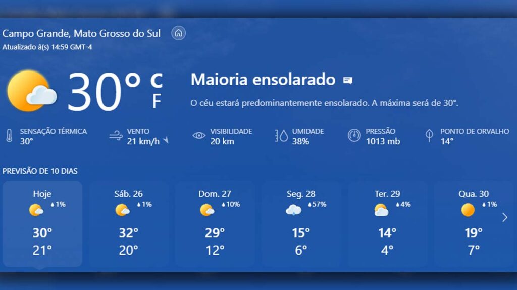 Tempo muda no final de semana com chegada de nova frente fria em MS 2 tempo corumba 1