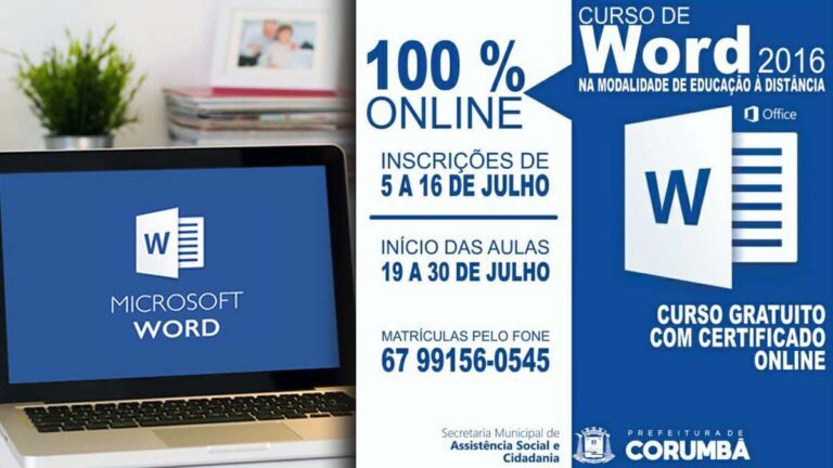 Prefeitura de Corumbá abre inscrições para curso de Word 2016