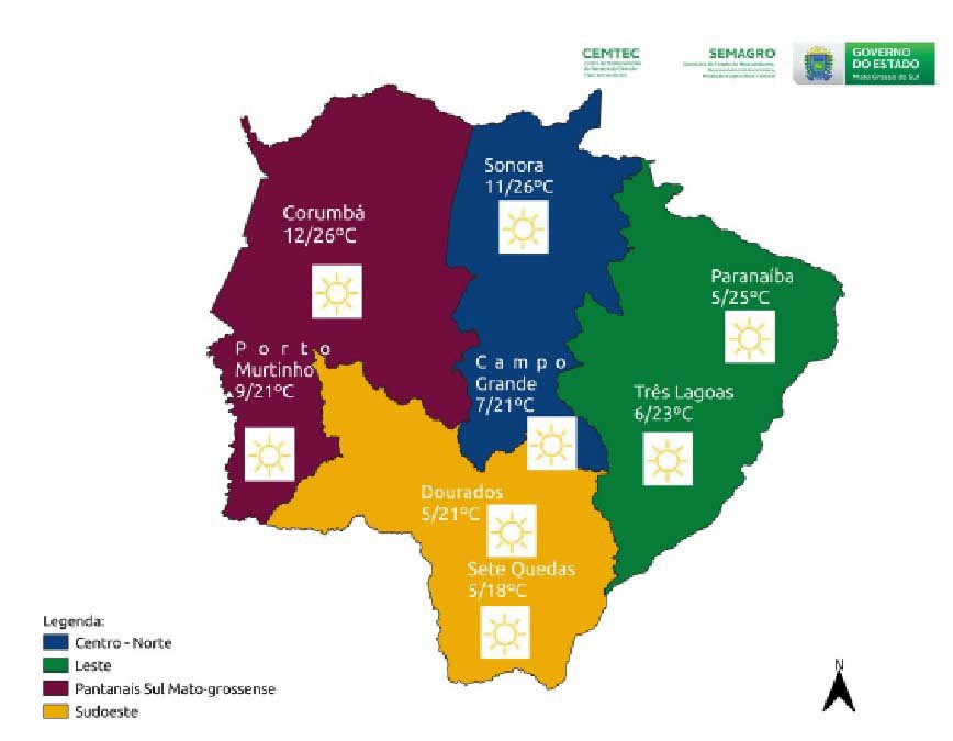 Ar frio e seco se mantém predominante nesta terça-feira em MS 2 tempo Ar frio e seco