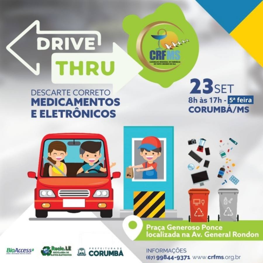 Corumbá recebe Drive Thru de Descarte Correto de Medicamentos no dia 23 de setembro 2 descarte