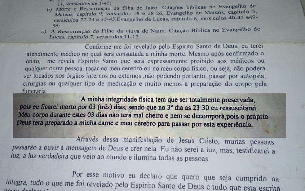 Viúva não libera o corpo de pastor para enterro após ele escrever que ressuscitaria no 3º dia, diz advogado 2 pastor goiatuba2