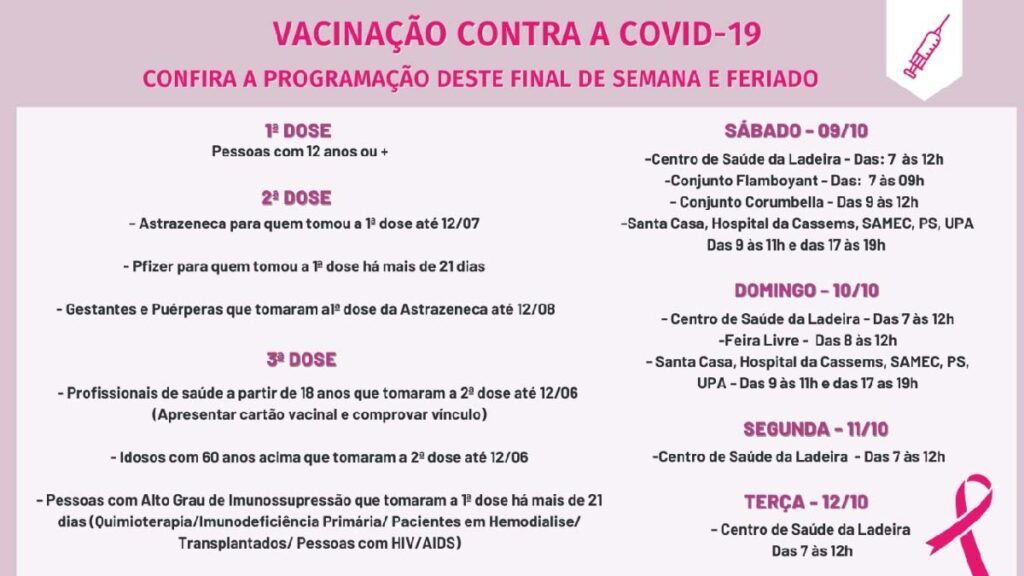 Final de semana e feriado prolongado terá pontos de vacinação em Corumbá; confira 2 vacinacao
