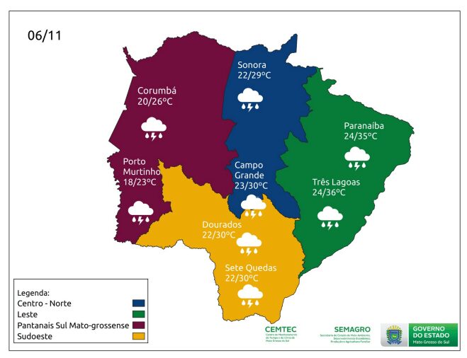 Final de semana tem novo alerta de tempestades e ventos de até 70Km em MS 3 dia6