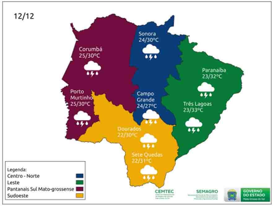 previsao 12 12 chuva em MS
