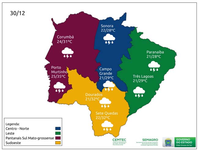 Meteorologia prevê mudança do clima a partir de quarta-feira em MS 5 previsao 30