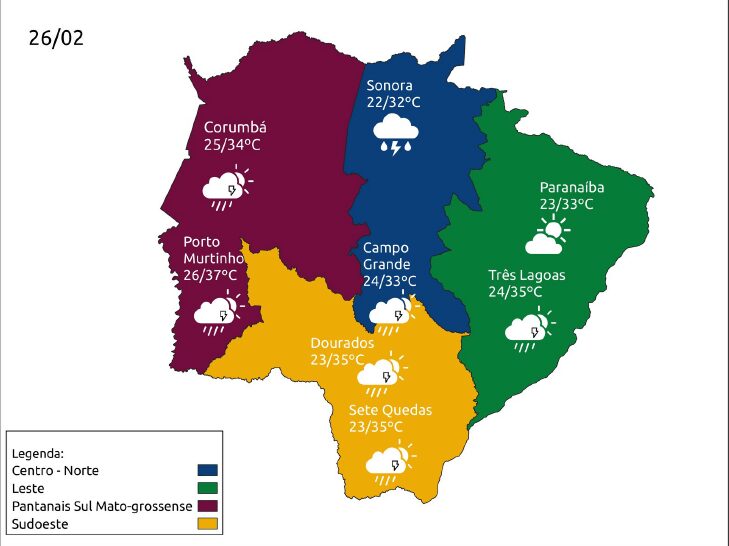 mapa tempo 26 fevereiro