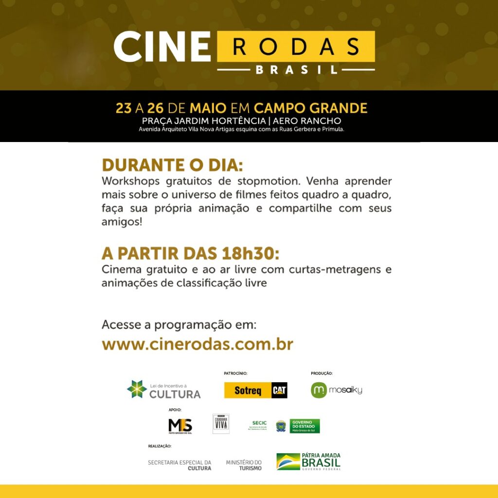 Cine Rodas: projeto cultural exibirá filmes e desenhos ao ar livre em Campo Grande 1 programacao cinerodas