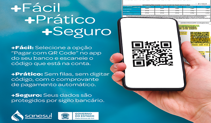 Cliente da Sanesul pode pagar a fatura de água e esgoto via PIX