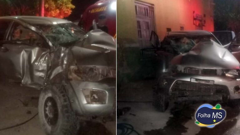 Jovem fica ferido após adolescente bater com caminhonete em muro de casa no centro