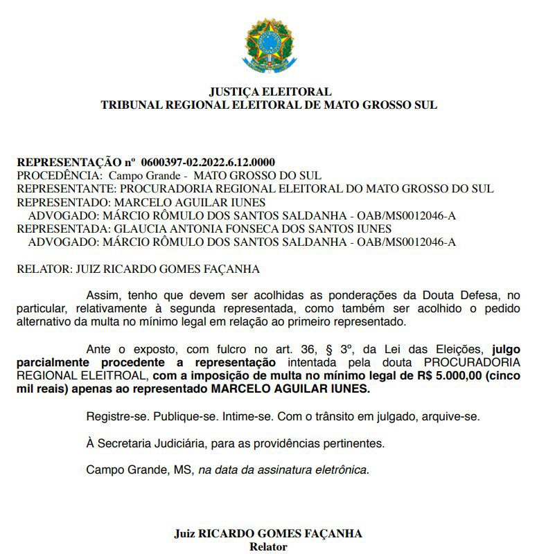 Marcelo Iunes é multado por pedir voto antecipado para cunhada em programa de rádio 2 multa