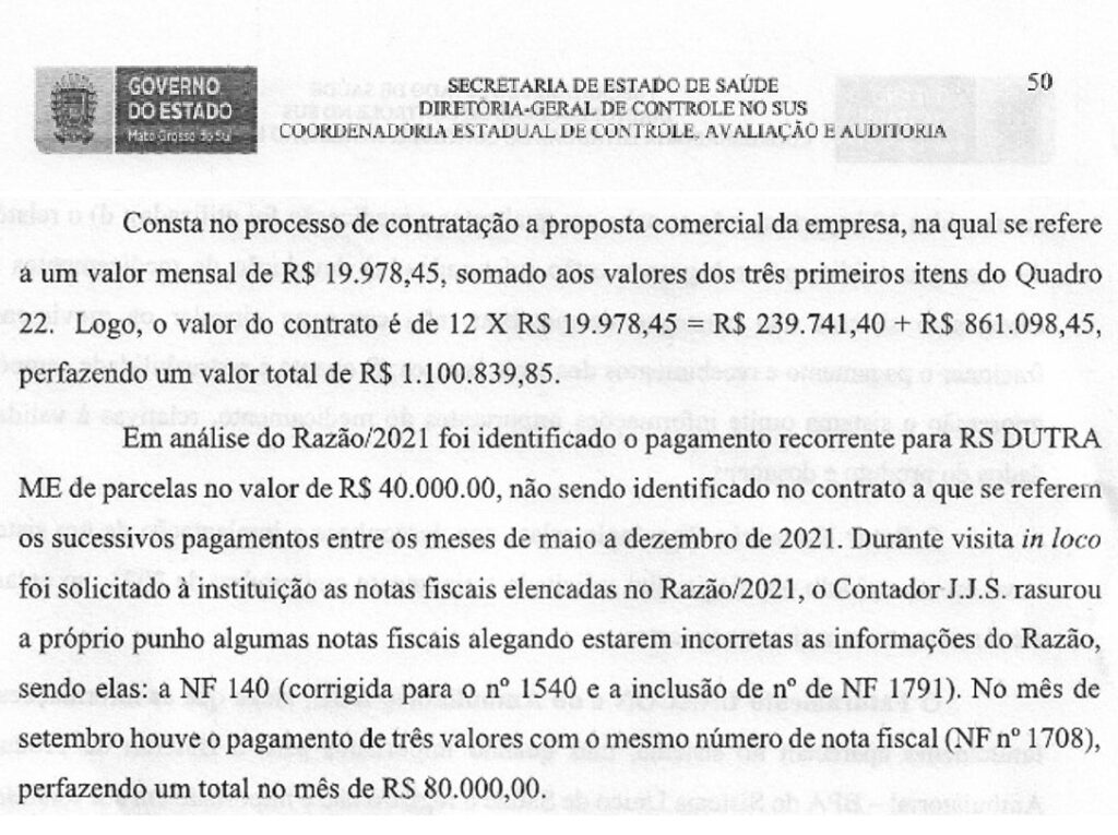 Santa Casa de Corumbá pagou mais de R$ 1 milhão por sistema informatizado que não funciona 4 notas rasuradas