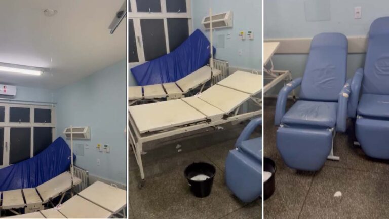 Descaso: com infiltração, chuva volta invadir dependências da maternidade de Corumbá