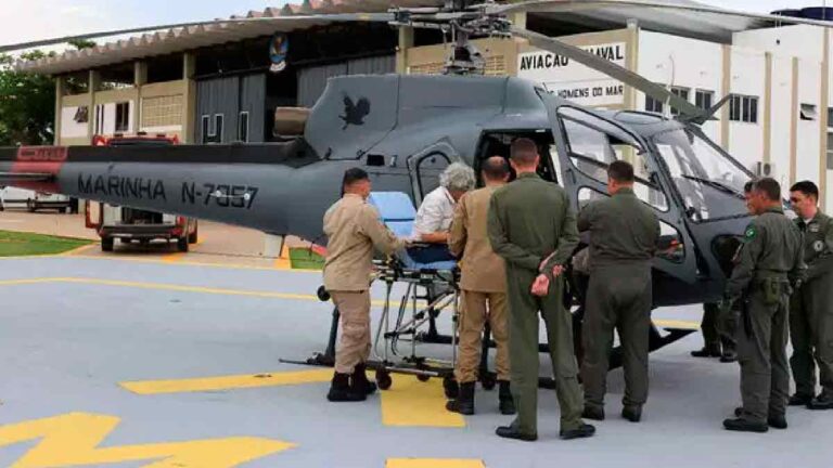 Com suspeita de lesão na coluna, idosa é resgatada pela Marinha no Pantanal