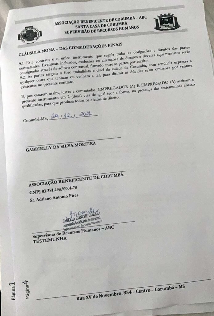 contrato Santa Casa de Corumbá