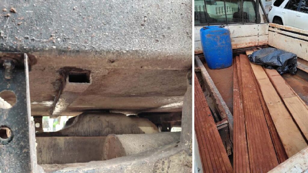 PRF apreende 250 quilos de entorpecentes em carroceria de caminhonete em Corumbá 2 fundo falso