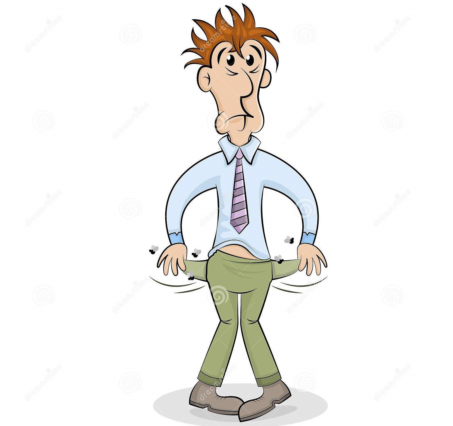 homem triste desempregado mostrando bolsos vazios pobreza e ausencia de dinheiro sem conceito vetor monetario 195258169 1