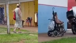 Leia mais sobre o artigo VÍDEO: Cadeirante que vive de esmolas na fronteira é flagrada andando