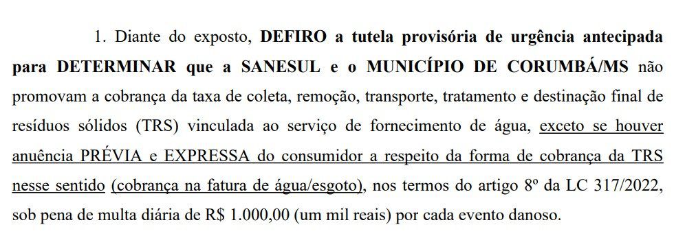 decisao taxa do lixo