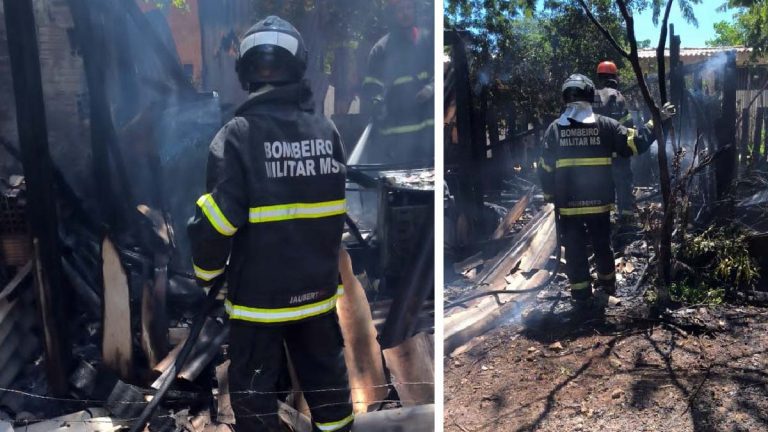 Incêndio destrói residência no bairro Jatobazinho em Corumbá
