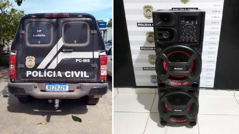Polícia Civil de Ladário prende autores e recupera caixa de som furtada no centro