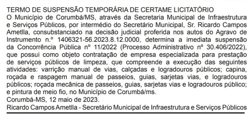 suspensao licitacao