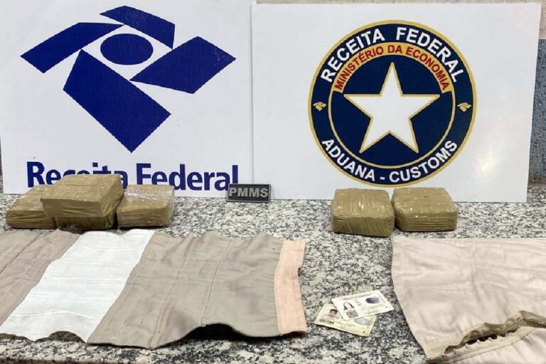 Operação da Receita Federal apreende mais de 5 quilos de entorpecentes na fronteira com a Bolívia