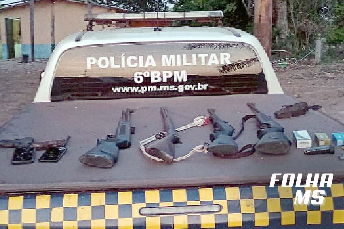 armas de fogo e munições com trio na área rural de Corumbá