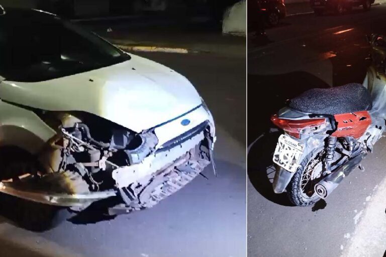 Bombeiros atendem vítima de colisão entre carro e moto