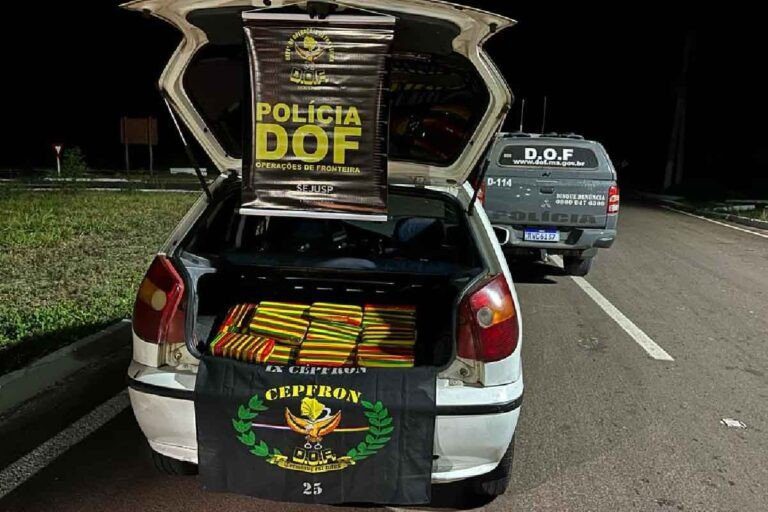 Trio sai de Corumbá com mais de 50 quilos de skunk e acabam presos pelo DOF na BR-262
