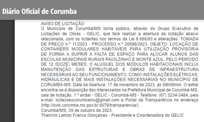 Por falta de estrutura, Containers serão usados como salas de aula para crianças em Corumbá 2 conteiners Containers