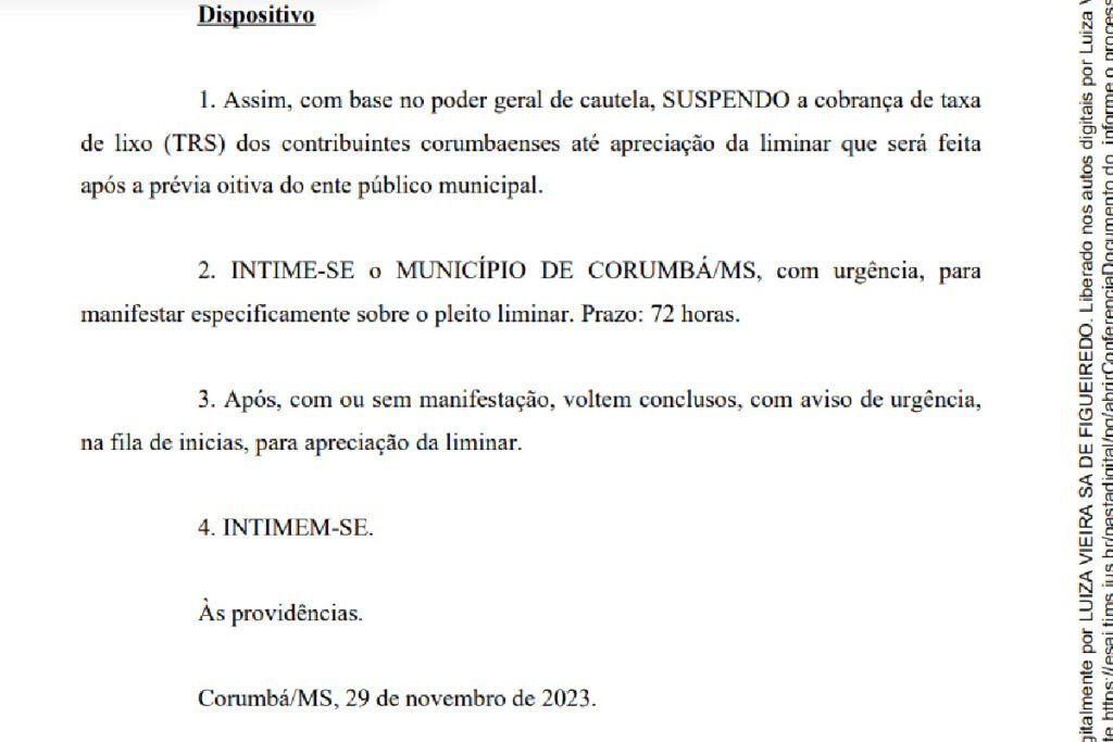 suspensao taxa do lixo