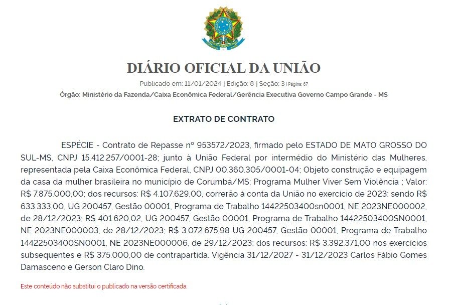 Casa da mulher brasileira em Corumbá