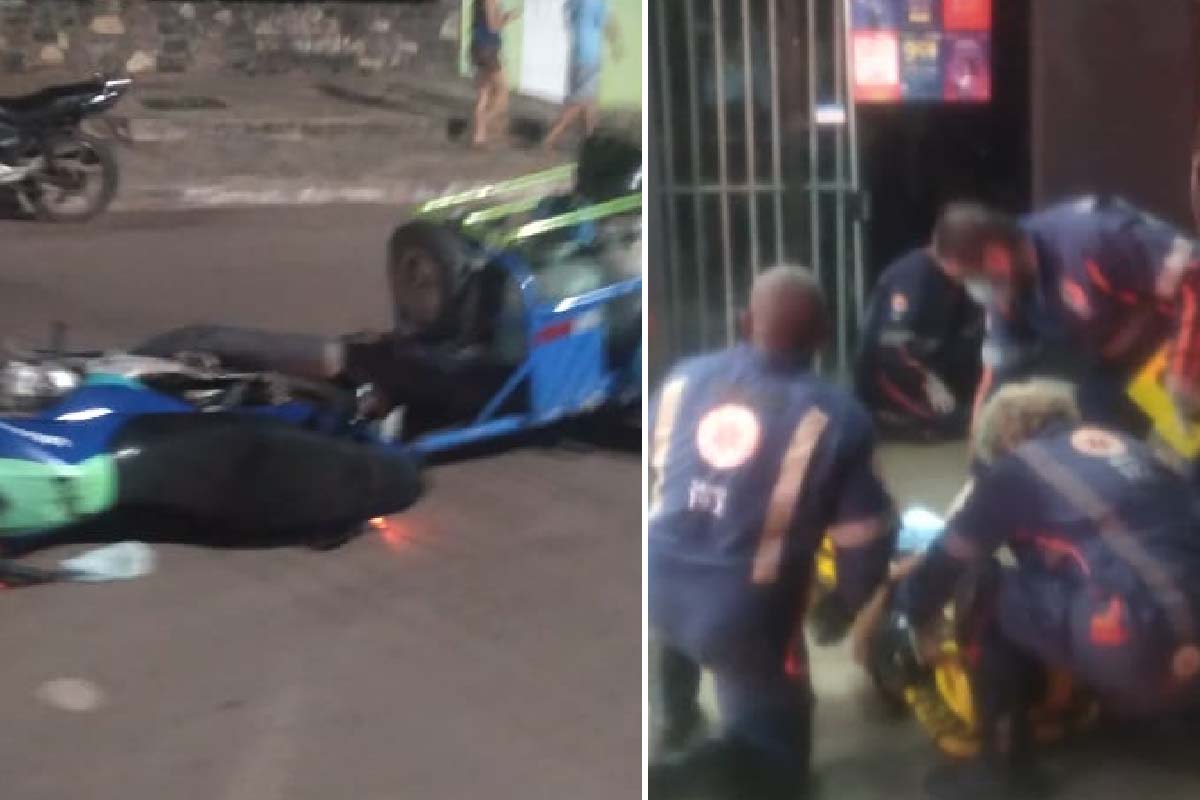 Você está visualizando atualmente Vídeo: Casal é arremessado em colisão entre motos na parte alta de Corumbá