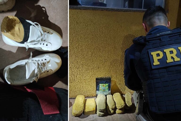 PRF prende grupo em Miranda com quase 8 kg de cocaína escondida nos calçados