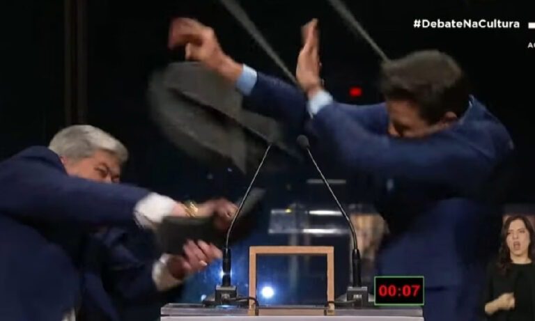 Debate entre candidatos à Prefeitura de São Paulo termina com cadeirada de Datena em Marçal