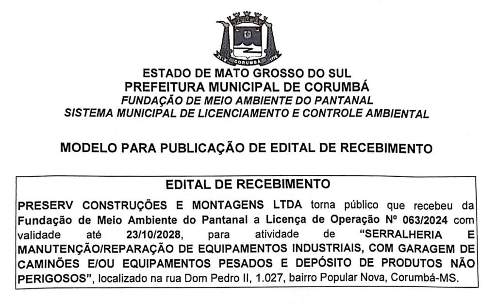 edital recebimento